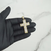 10k & 14k Gold Religious Two-Tone Cross Pendant Necklace