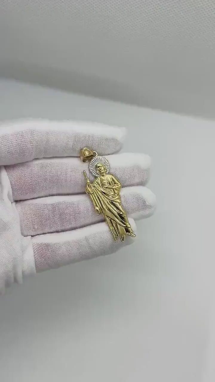 10k & 14k Gold Shine San Judas Two-Tone Pendant Necklace