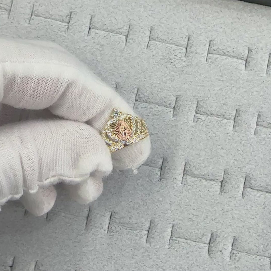 10k & 14k Gold Virgin Mary Guadalupe Royal Crown Ring