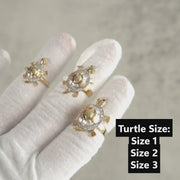 10k & 14k Gold Cari Open-Back Turtle Tricolor CZ Ring