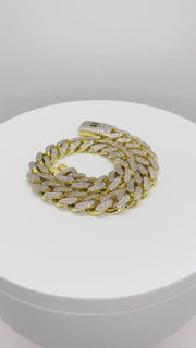 10k Gold Iced Out Monaco Cuban Link Bracelet