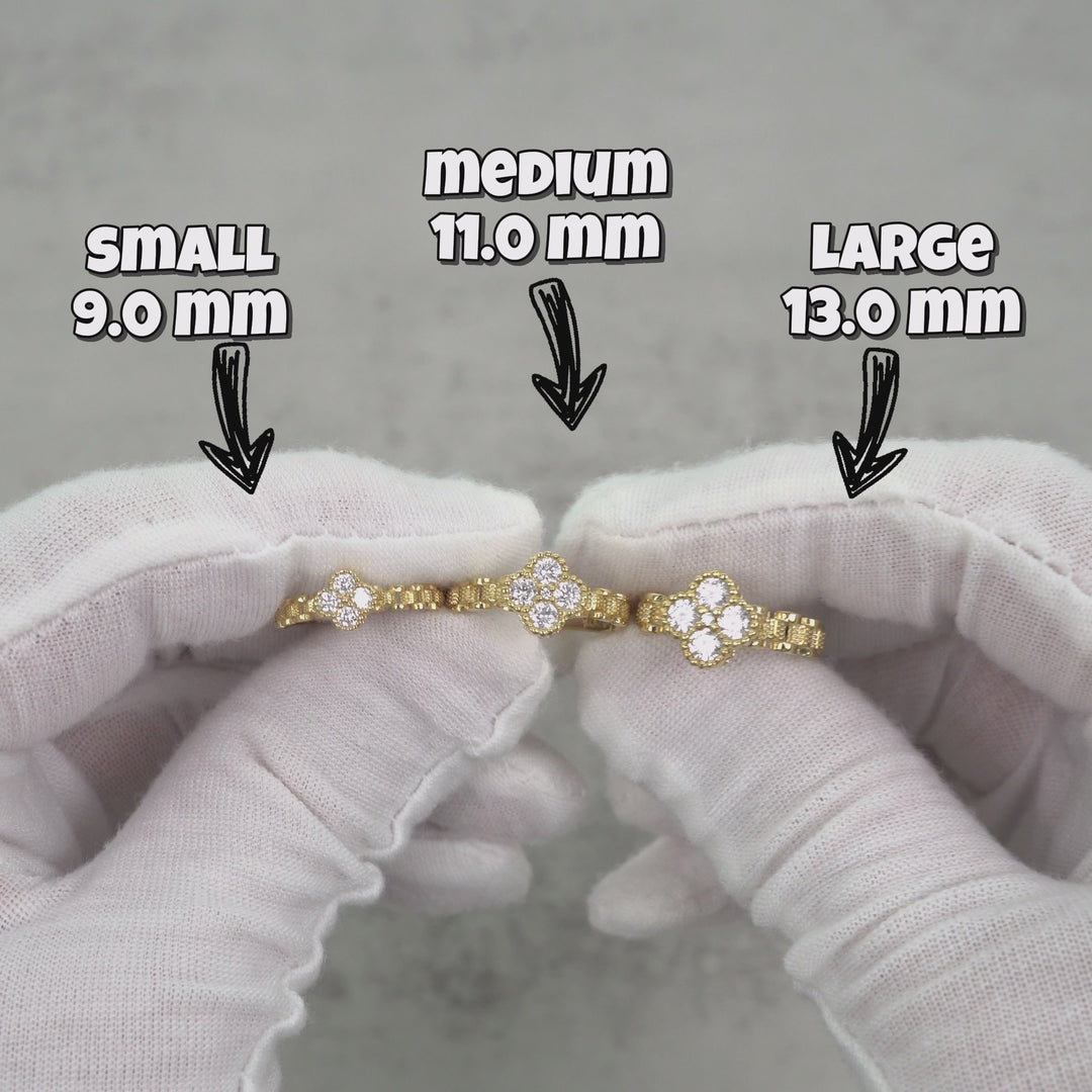 10k Gold Luxe Clover Rollie Band Ring (White)
