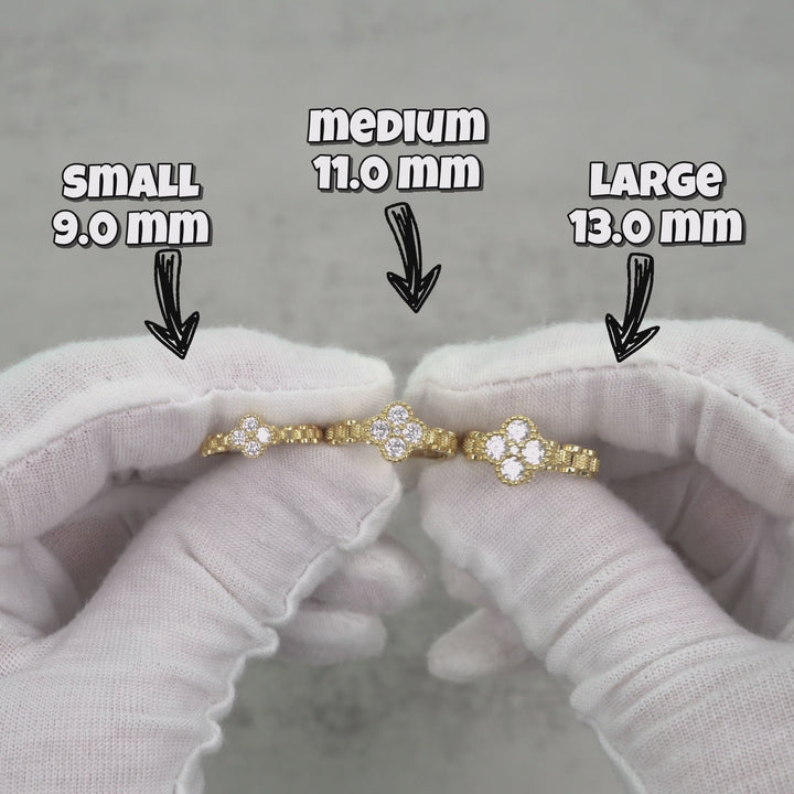 10k Gold Luxe Clover Rollie Band Ring (White)